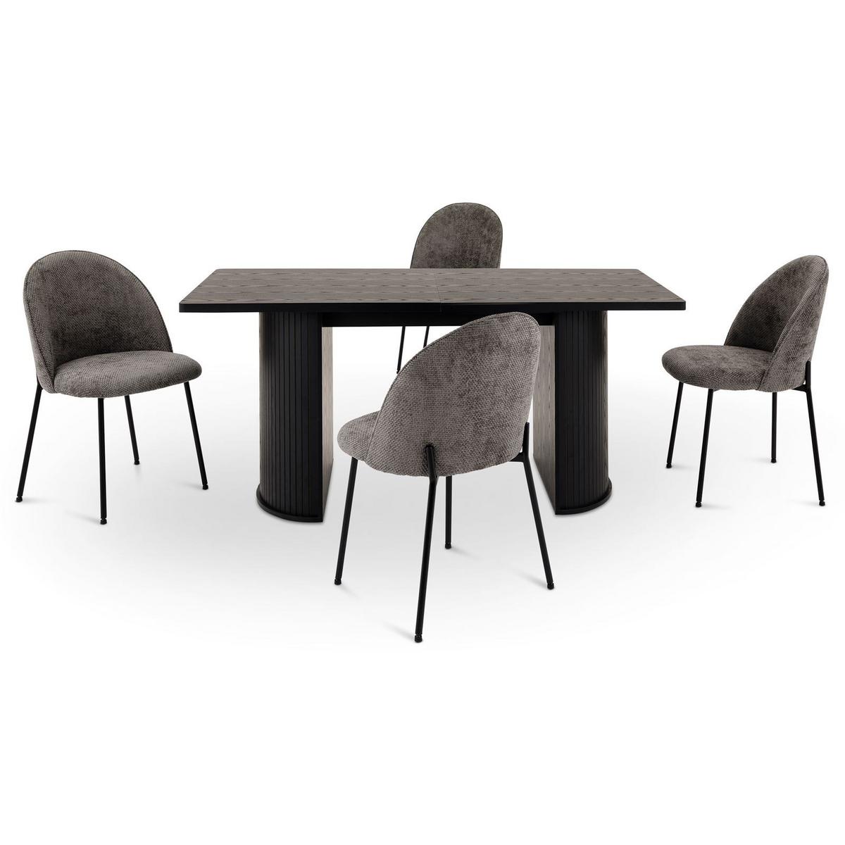 ESSGRUPPE GUARDA - Schwarz, Holzwerkstoff/Metall (75/75/160cm) - IDIMEX