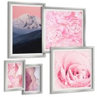 BILDER SET 5er Set - 50x50 cm & 20x30 cm & 40x60 cm Silberner Rahmen - Abstraktionen dekorativer Malerei - Silberfarben, Kunststoff (40/60cm) - TULUP