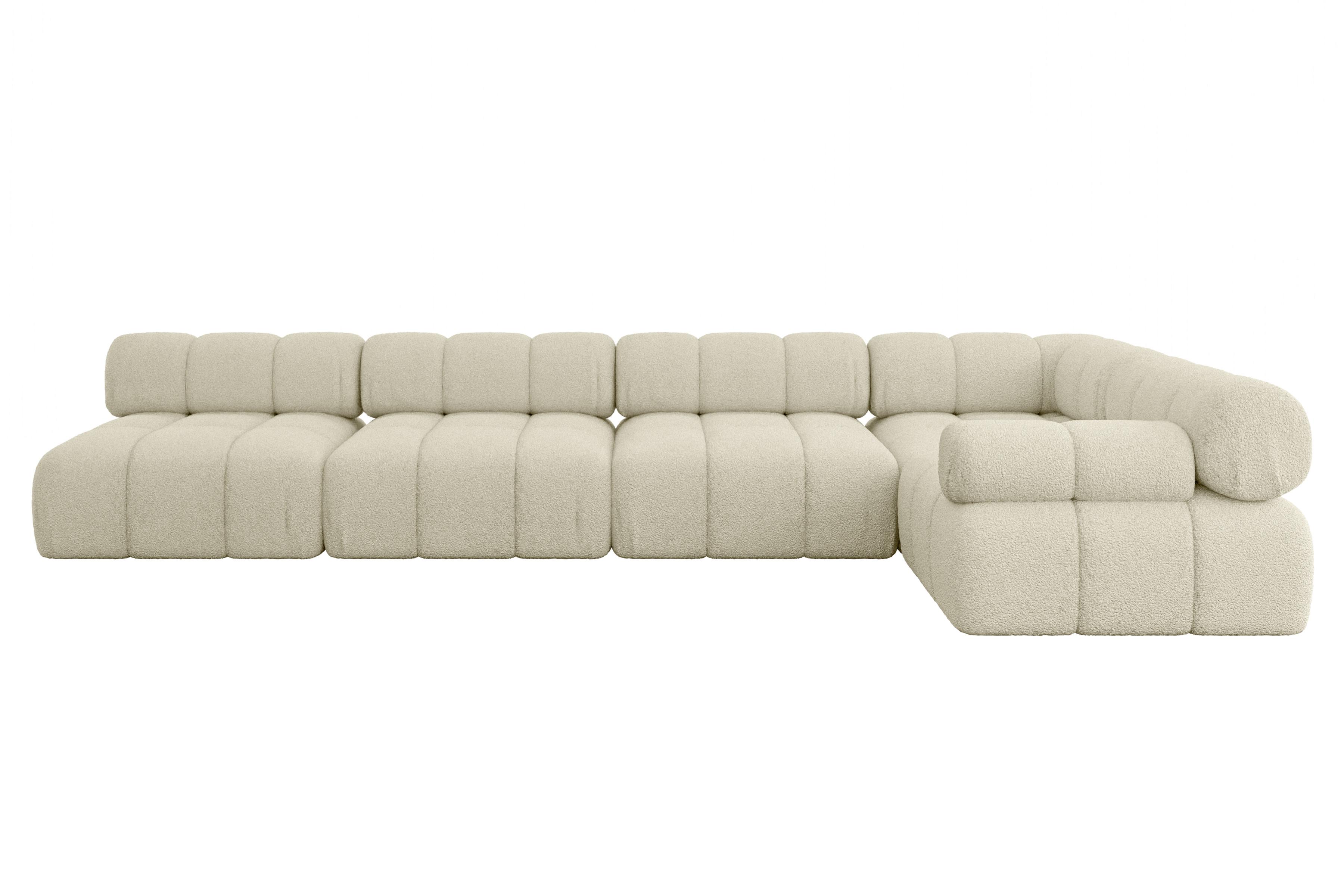 ECKSOFA modulares Sofa Mende-L3 - 380x190x70 cm Beige Bouclé - Beige, Holzwerkstoff/Textil (380/190cm) - ALTDECOR