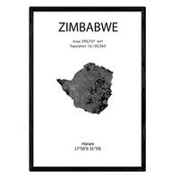 POSTER Länder & Kontinente Simbabwe A3 Rahmenlos - Klar, Papier (29.7/5/42cm) - Nacnic