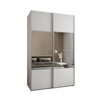 SCHWEBETÜRENSCHRANK 245,5/160/64 2-türig - Silberfarben/Weiß, Holz/Metall (160/245/64cm) - Abiks Möbel