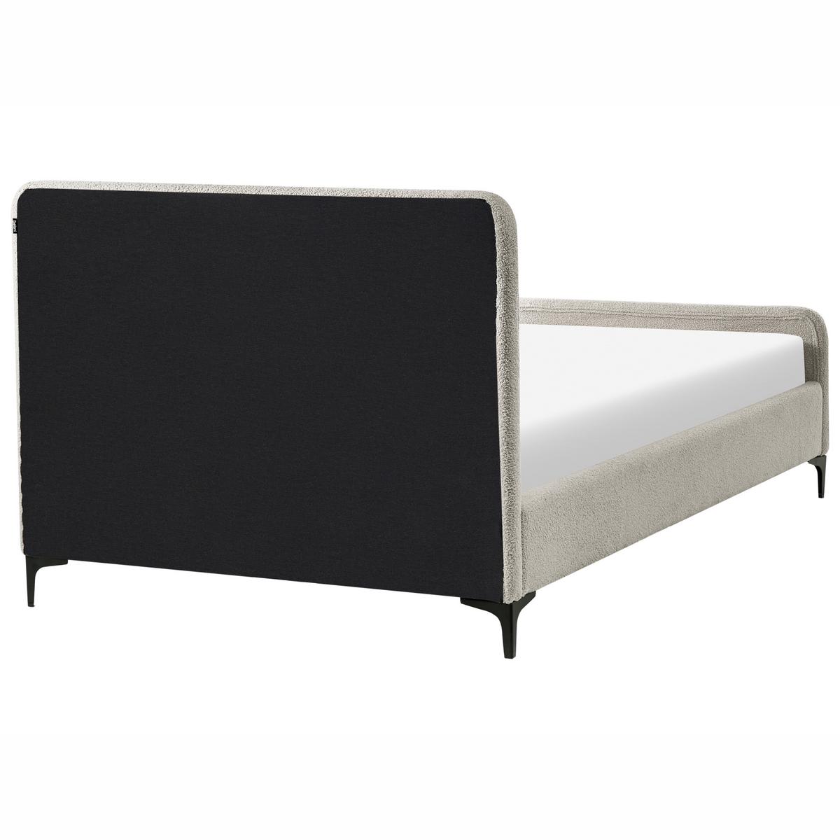 BETT mit Lattenrost 120/200 cm Beige Lunan - Beige/Schwarz, Textil (120/200cm) - Beliani