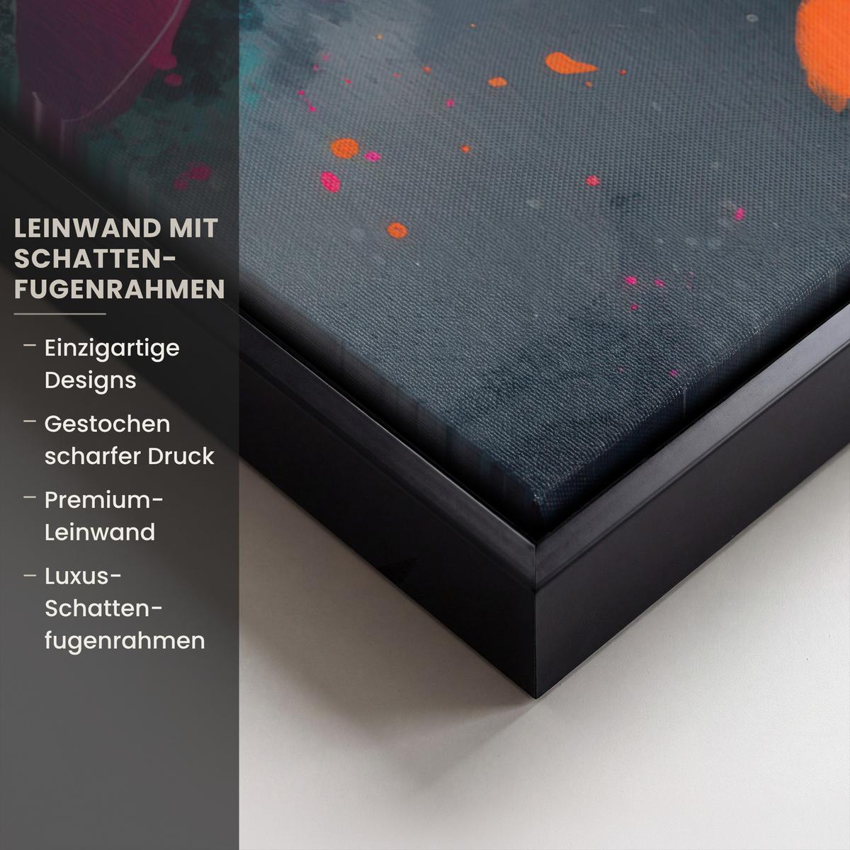 LEINWAND Bilder mit Rahmen - Abstrakt - Graffiti - Farbenfroh - Farbspritzer - 40x60 - Multicolor, Textil (40/60cm) - MuchoWow