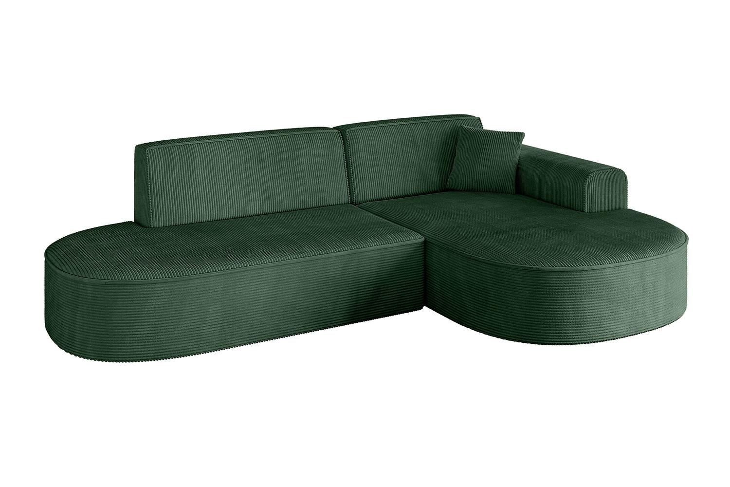 ECKSOFA Ottomane Rechts MARI-L1 - 243x171x79 cm Grün Cord - Schwarz/Grün, Holzwerkstoff/Kunststoff (234/163cm) - ALTDECOR