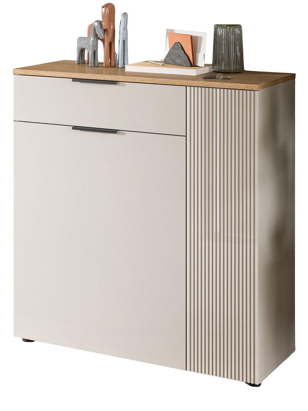 SCHUHSCHRANK Kaschmir Sand, Evoke Eiche, Flur Kommode 80 x 88 cm Vollauszug - Kaschmir/Eichefarben, Holzwerkstoff/Kunststoff (80/88/36cm) - Inn.Furn