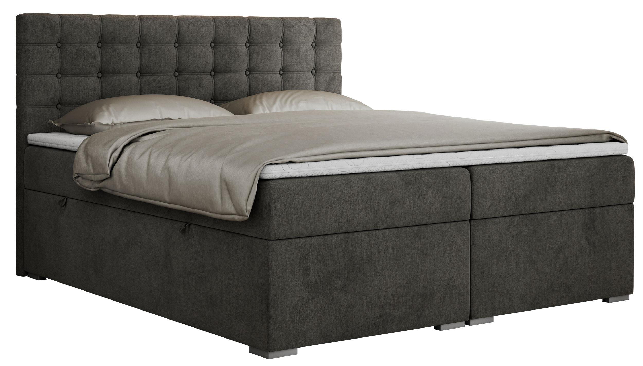 BOXBETT SUSAN 160/200 Dunkelgrau Velvet - H4 - Dunkelgrau, Holz/Textil (160/200cm) - MKS