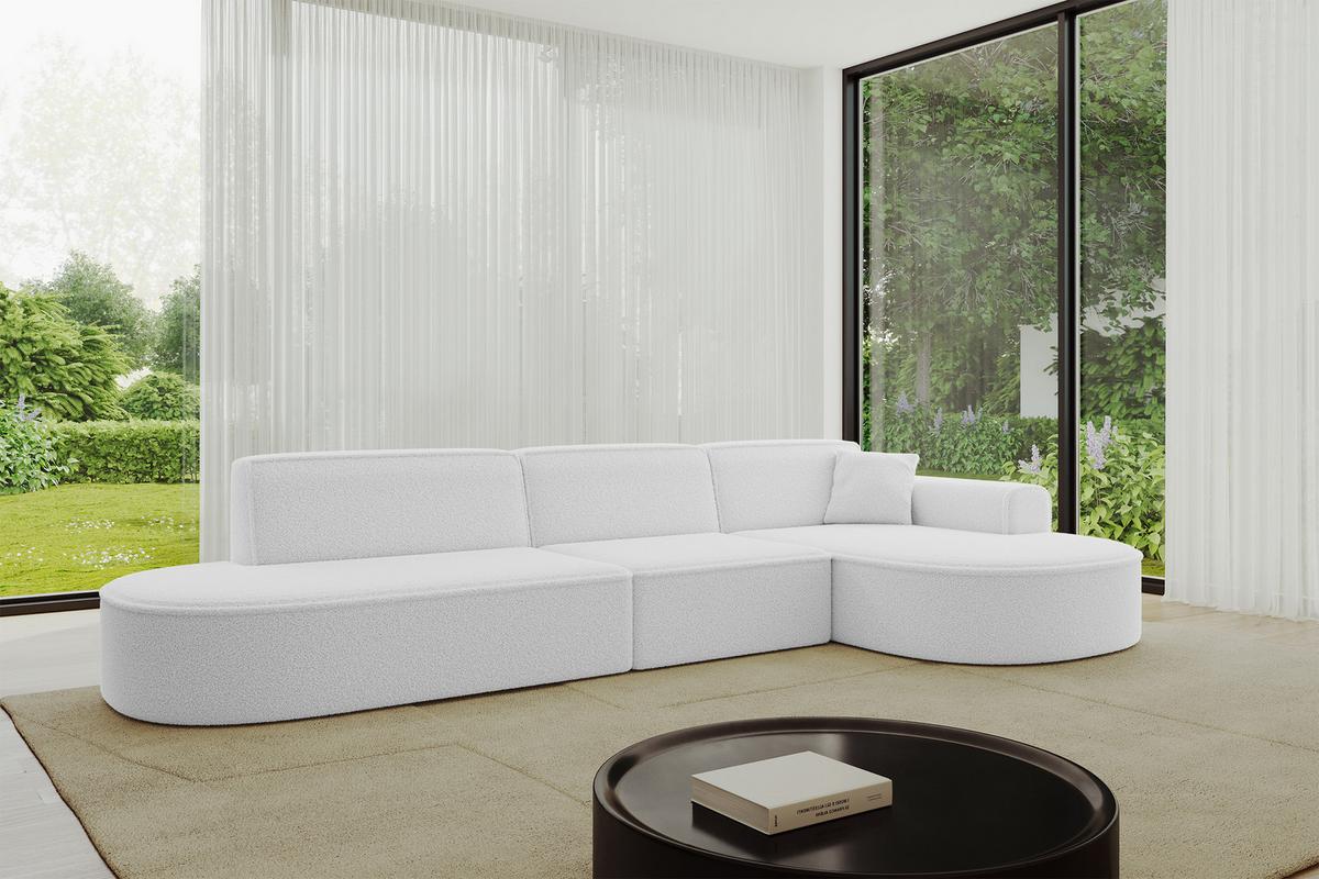 ECKSOFA Ottomane Rechts MARI-L2 - 328x171x79 cm Weiß Bouclé - Schwarz/Weiß, Holzwerkstoff/Kunststoff (171/328cm) - ALTDECOR