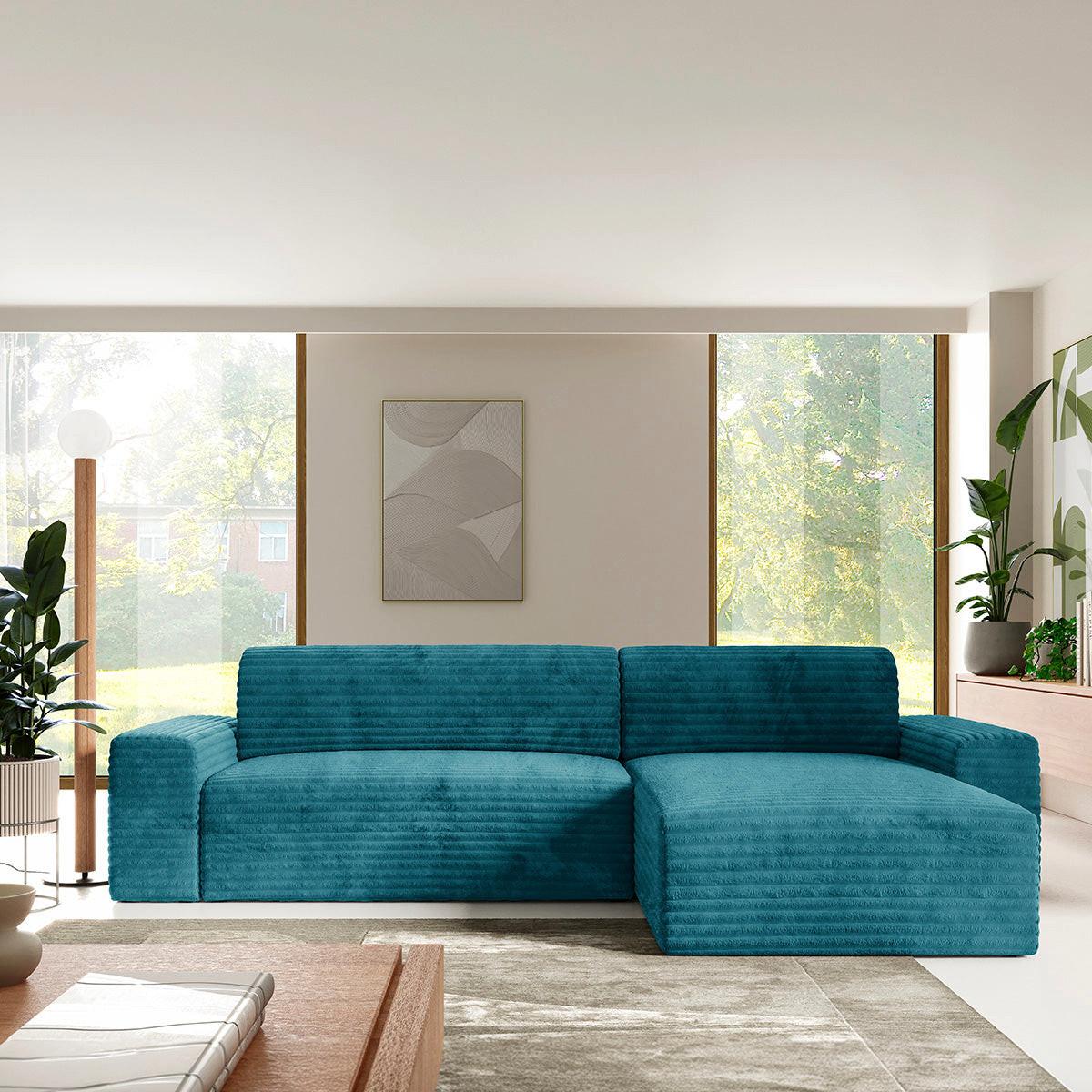 ECKSOFA Fabio 3 Sitzplätze Hellblau - Blau, Holz (300/185cm) - Petits-meubles
