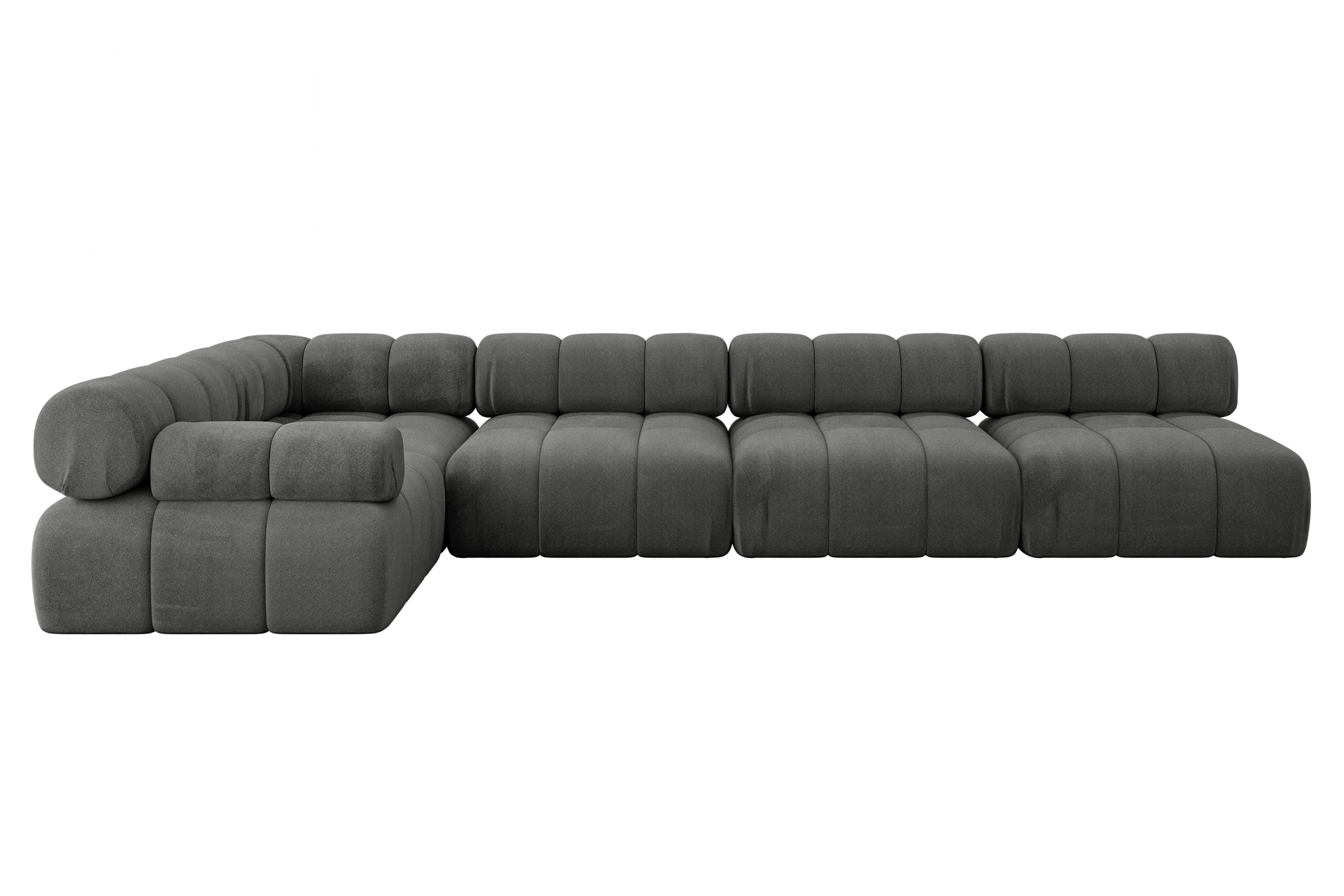 ECKSOFA modulares Sofa Mende-L3 - 380x190x70 cm Dunkelgrau Velours - Dunkelgrau, Holzwerkstoff/Textil (380/190cm) - ALTDECOR