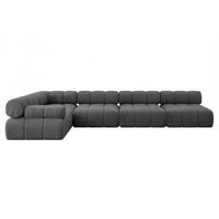 ECKSOFA modulares Sofa Mende-L3 - 380x190x70 cm Dunkelgrau Velours - Dunkelgrau, Holzwerkstoff/Textil (380/190cm) - ALTDECOR