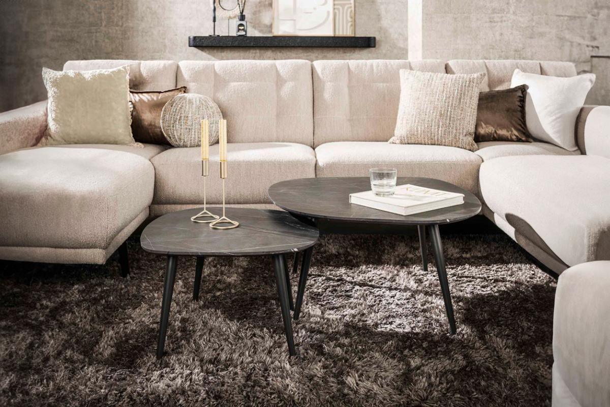 COUCHTISCH PARANA 2ER SET Schwarz Kunststoff - Schwarz, Kunststoff/Metall (79/85/40cm) - KAWOLA