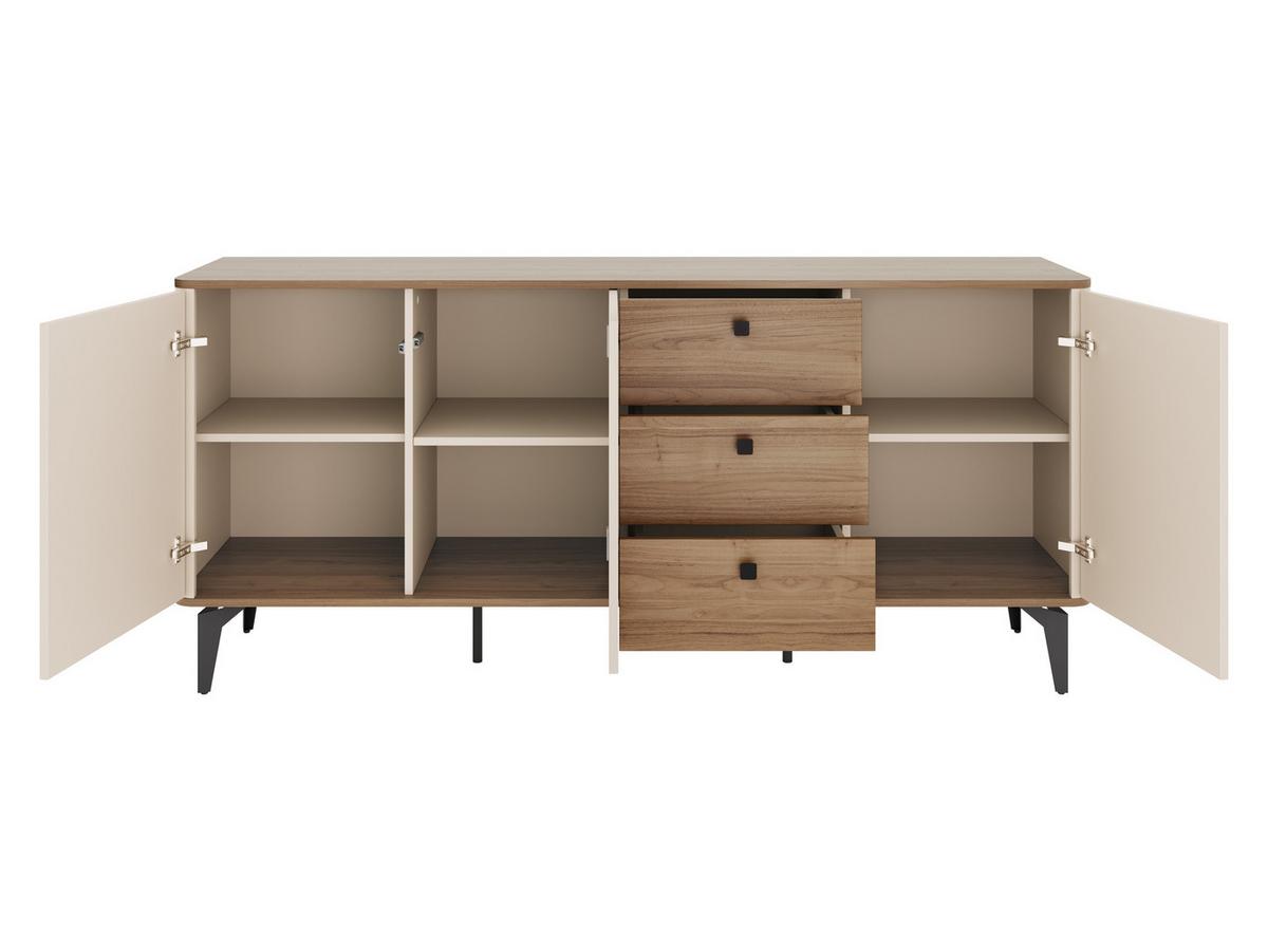 SIDEBOARD Aurena 3D3S AU05 - Kaschmir/Nussbaumfarben, Holzwerkstoff/Metall (180/82/41cm) - MIRJAN24