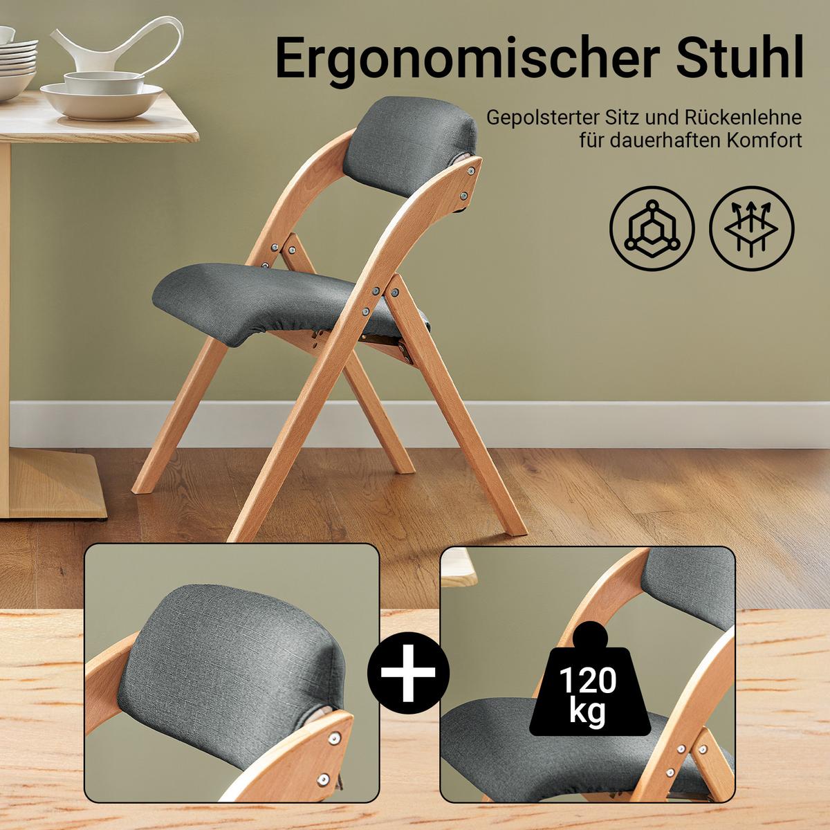 KLAPPSTÜHLEN 2 er set, Dunkelgrau - Dunkelgrau, Holz (47.5/77/59cm) - SoBuy