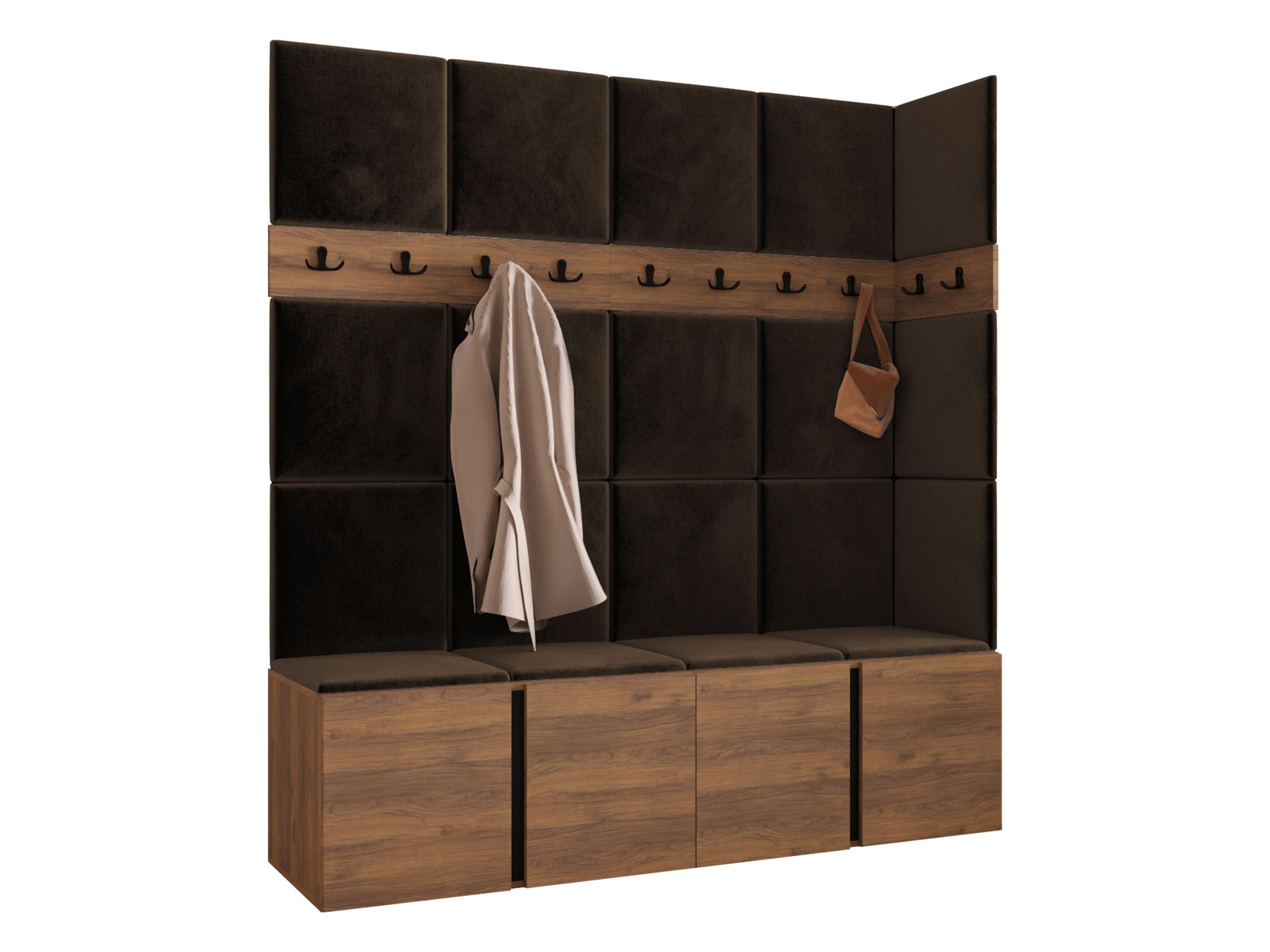 GARDEROBEN-SET Orion II - Nussbaumfarben/Braun, Holzwerkstoff/Kunststoff (168/186/46cm) - MIRJAN24