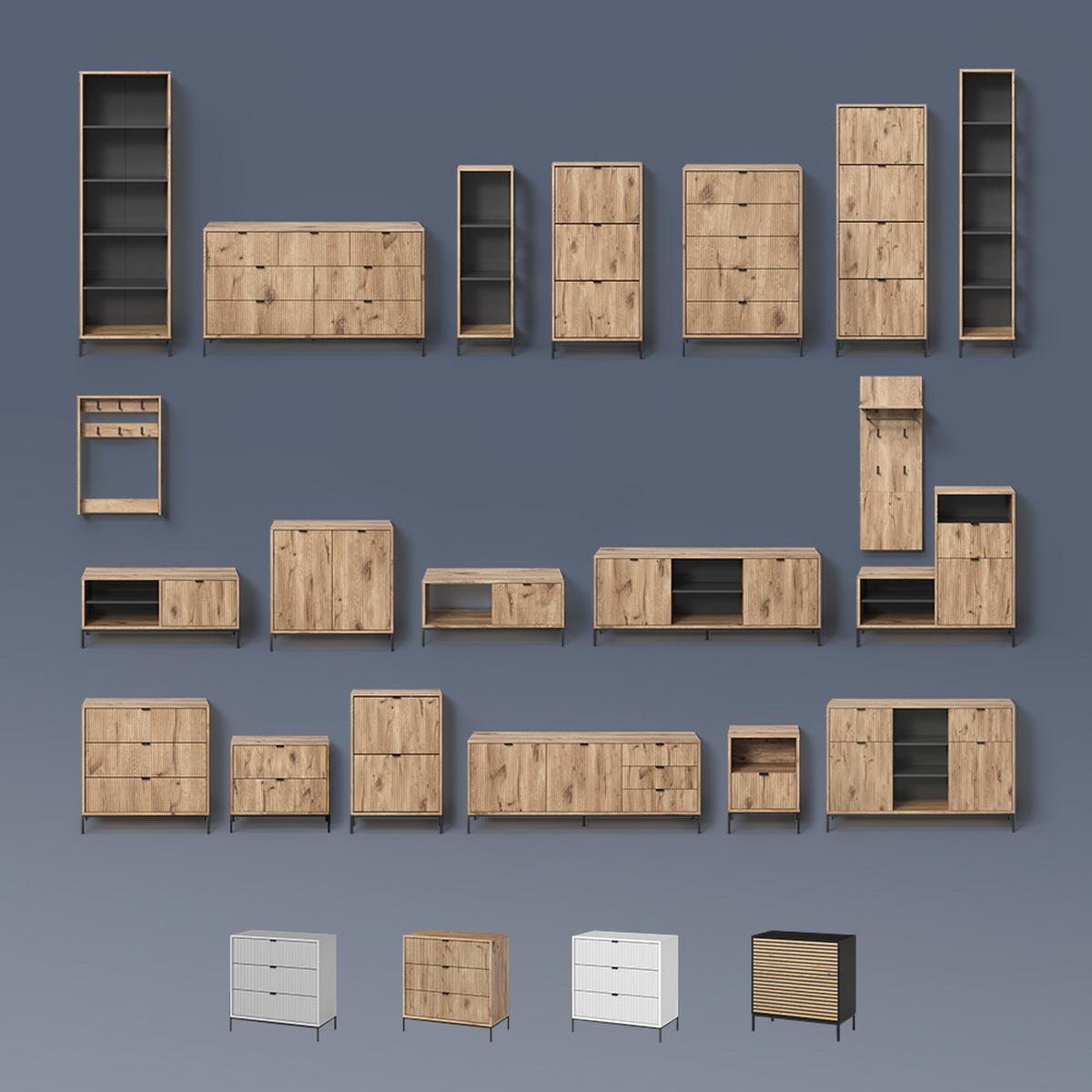 KOMMODE Aterno Viking Oak 42 x 81.2 cm mit 3 Schubladen - Eichefarben, Holzwerkstoff (42/81.2/80cm) - Livinity®