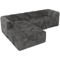 ECKSOFA VORITA L 3M - Grau Cord - Links Seite - Schwarz/Grau, Kunststoff/Textil (267/176cm) - MKS