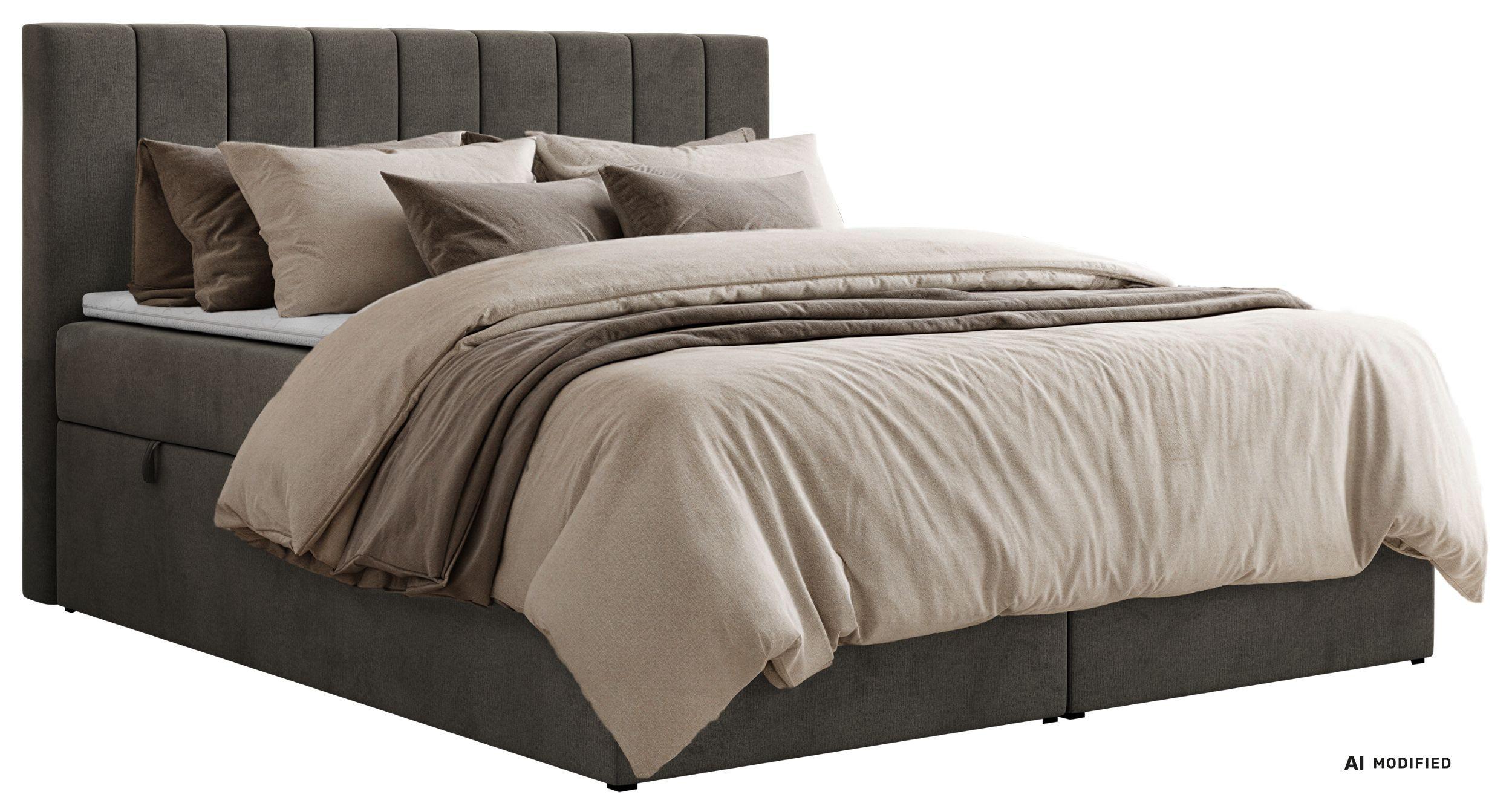 BOXBETT ALVER 180/200 - Dunkelgrau Velvet - Topper T25 - H3 - Dunkelgrau/Schwarz, Kunststoff/Textil (180/200cm) - MKS