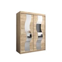 SCHWEBETÜRENSCHRANK 200/150/62 2-türig - Silberfarben/Sonoma Eiche, Holz/Kunststoff (150/200/62cm) - MÖBEL KRYSPOL