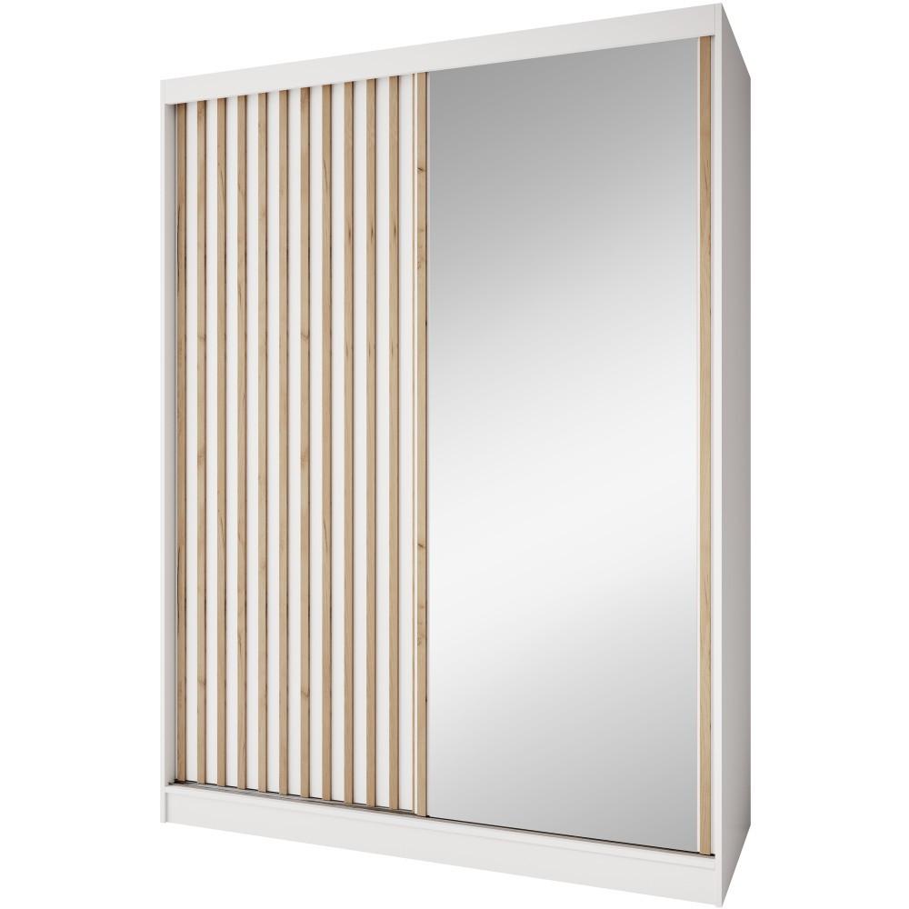SCHWEBETÜRENSCHRANK Donatello mit 2 Türen. 160 cm, Weiß+eiche Artisan - Weiß/Eiche Artisan, Holzwerkstoff (160/205/60cm) - Beautysofa