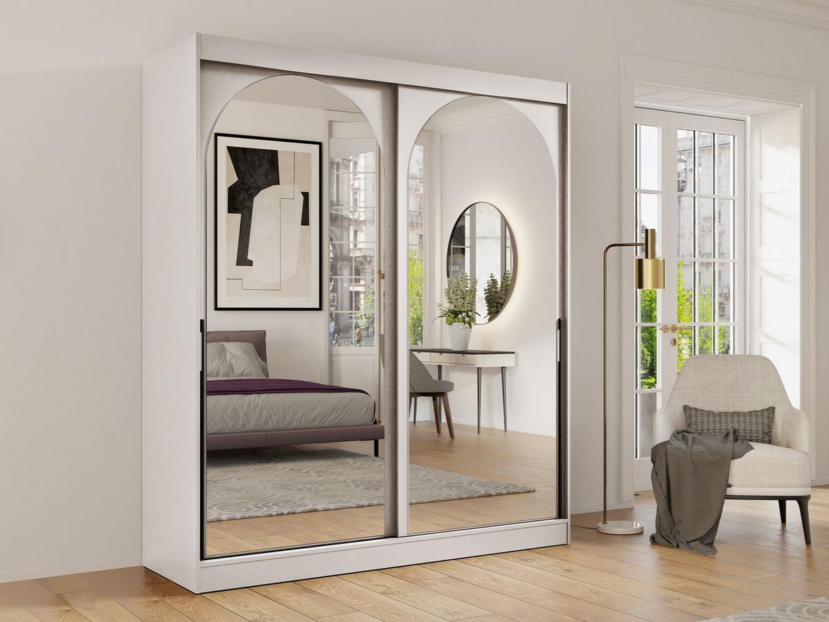SCHIEBETÜRENSCHRANK Modin 180 - Kaschmir/Schwarz, Holzwerkstoff/Kunststoff (180/216/65cm) - MIRJAN24