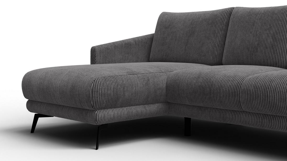 ECKSOFA VILT 3-Sitzer, dunkelgrau - Dunkelgrau/Schwarz, Holzwerkstoff/Textil (221/156cm) - Wozimo