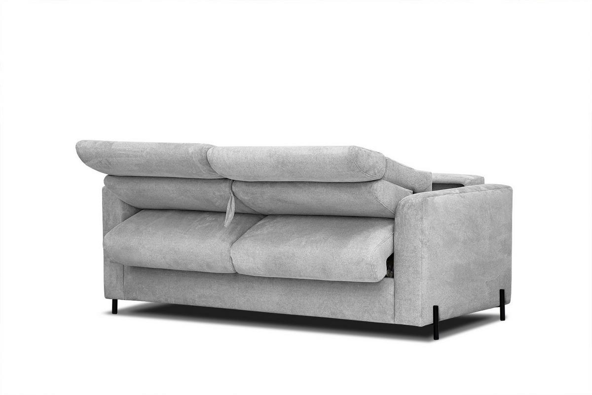 SOFA MEZO 3-Sitzer mit Schlaffunktion, hellgrau - Hellgrau/Schwarz, Holz/Textil (232/90/107cm) - Wozimo