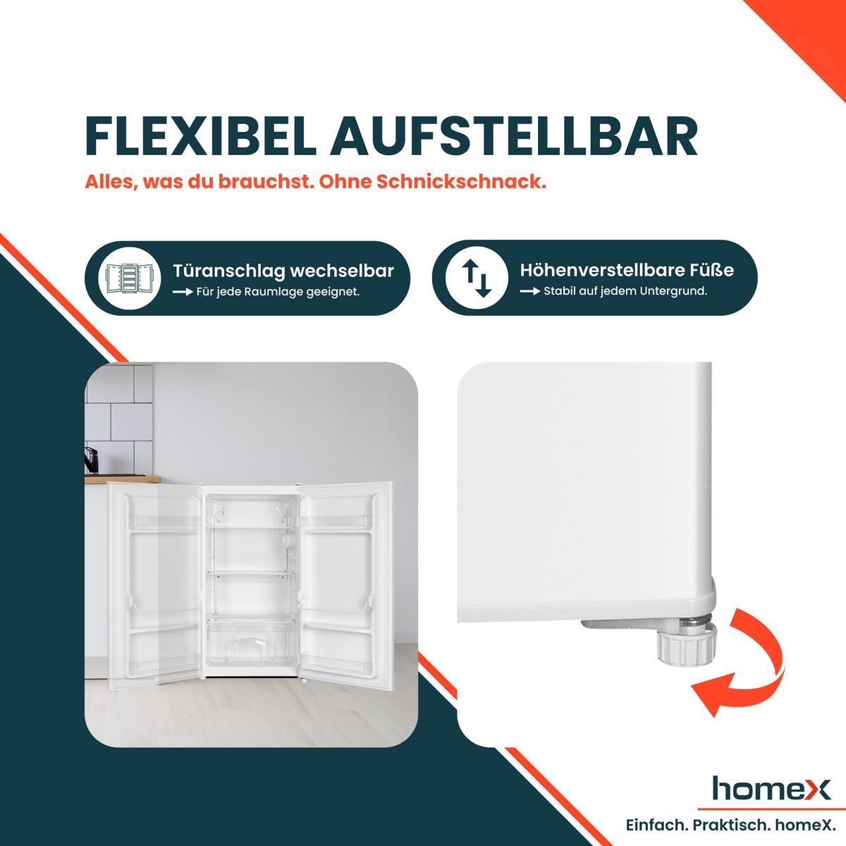 KÜHLSCHRANK CS0881-W ohne Gefrierfach klein - 90L Nutzinhalt, freistehend, kompakt, weiß - Weiß, Glas/Kunststoff (47.5/85/44.5cm) - homeX