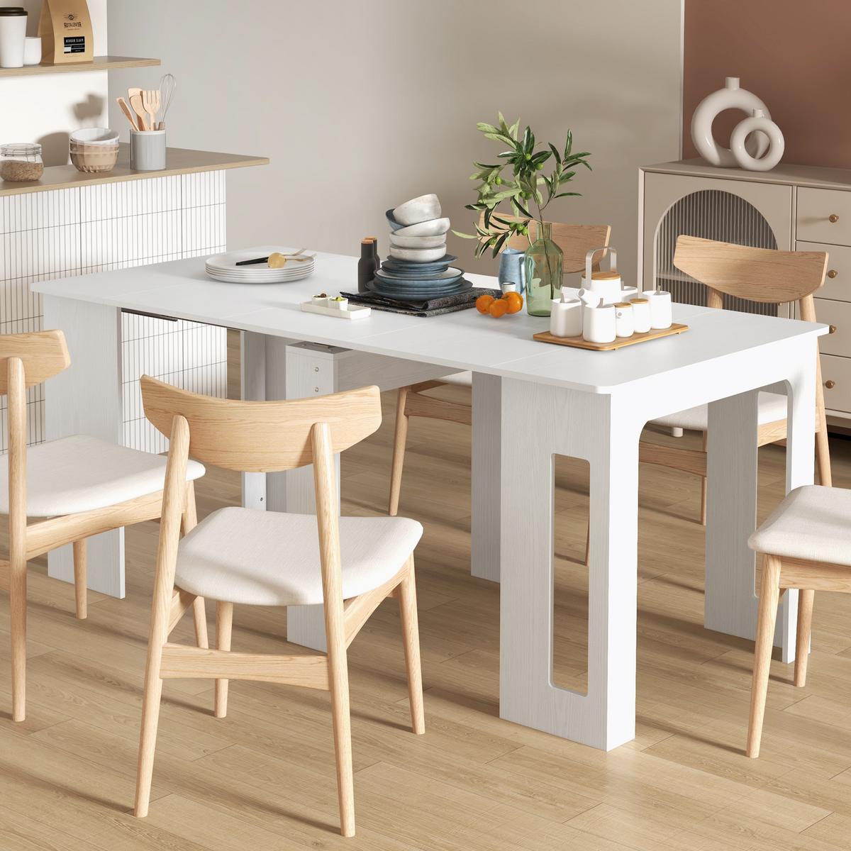 ESSTISCH Ausziehbar Küchentisch Esszimmertisch für bis 6 Personen 60-180x85 cm - Weiß, Holzwerkstoff (180/85/75cm) - HOMCOM