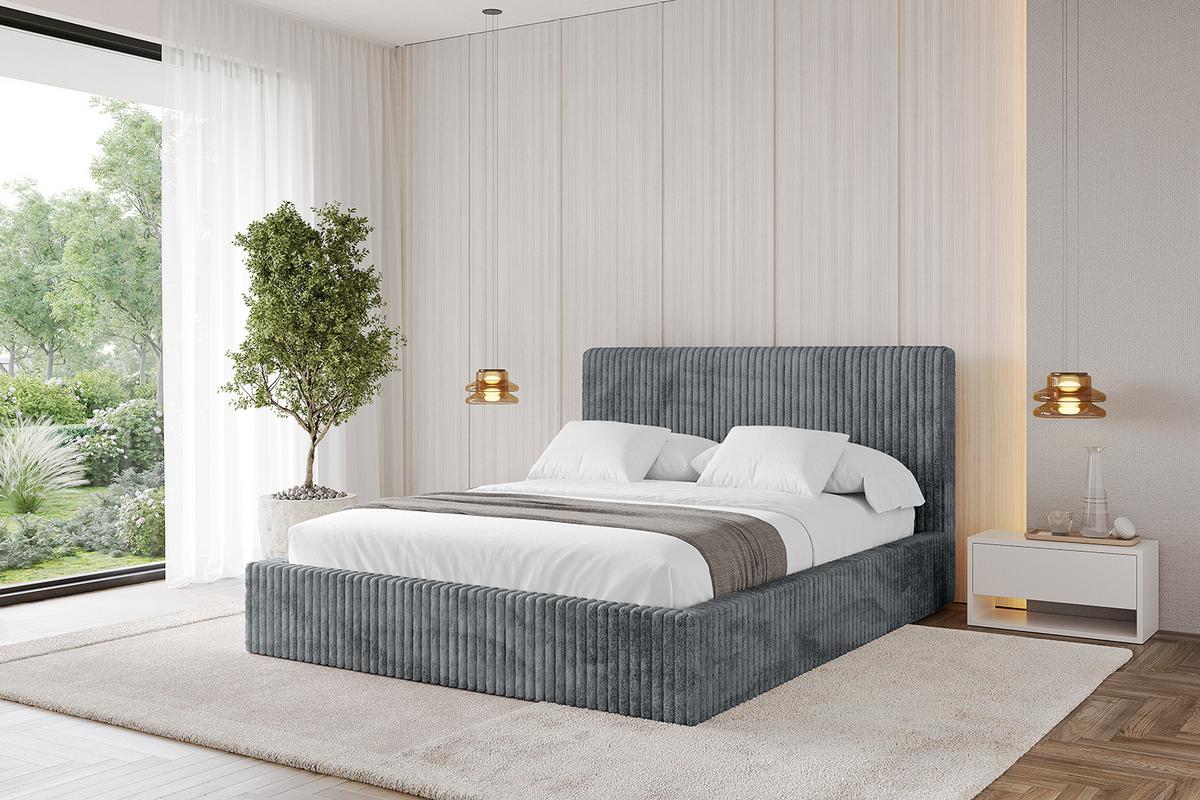 POLSTERBETT mit Bettkasten und Lattenrost, Boxbett ohne Matratze - ALOVA-V1 120x200 Dunkelgrau - Dunkelgrau, Holzwerkstoff/Textil (120/200cm) - ALTDECOR