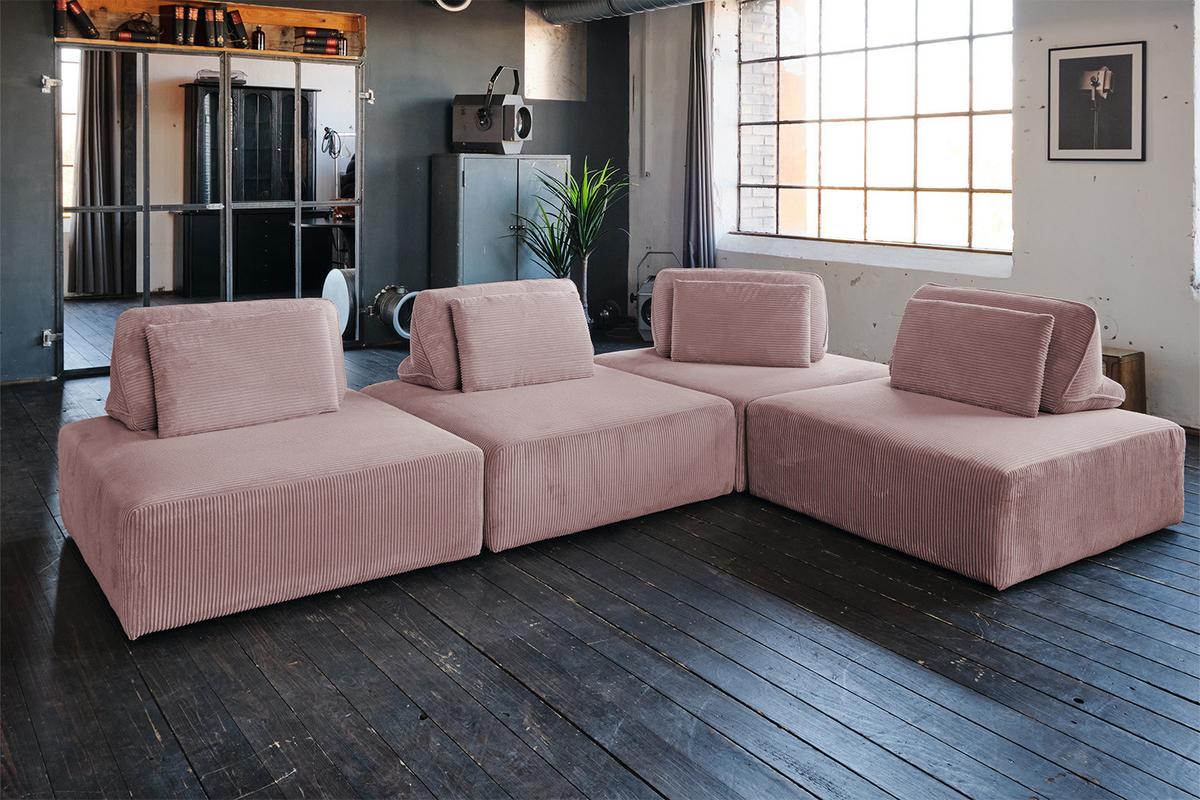 RÜCKENKISSEN WIOLO SOFT Pink Cord - Rosa, Textil (83/46cm) - KAWOLA