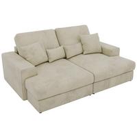 4-SITZER SOFA ANERA - Beige Velvet - Beige/Schwarz, Kunststoff/Textil (248/107/163cm) - MKS