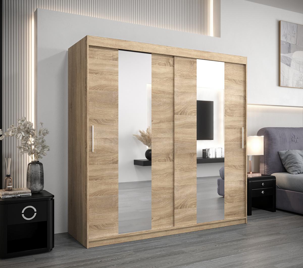 SCHWEBETÜRENSCHRANK 200/200/62 2-türig - Silberfarben/Sonoma Eiche, Holz/Kunststoff (200/200/62cm) - MÖBEL KRYSPOL