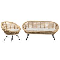3-SITZER LOUNGE SET Rattan Hellbraun Maratea - Naturfarben, Naturmaterialien - Beliani