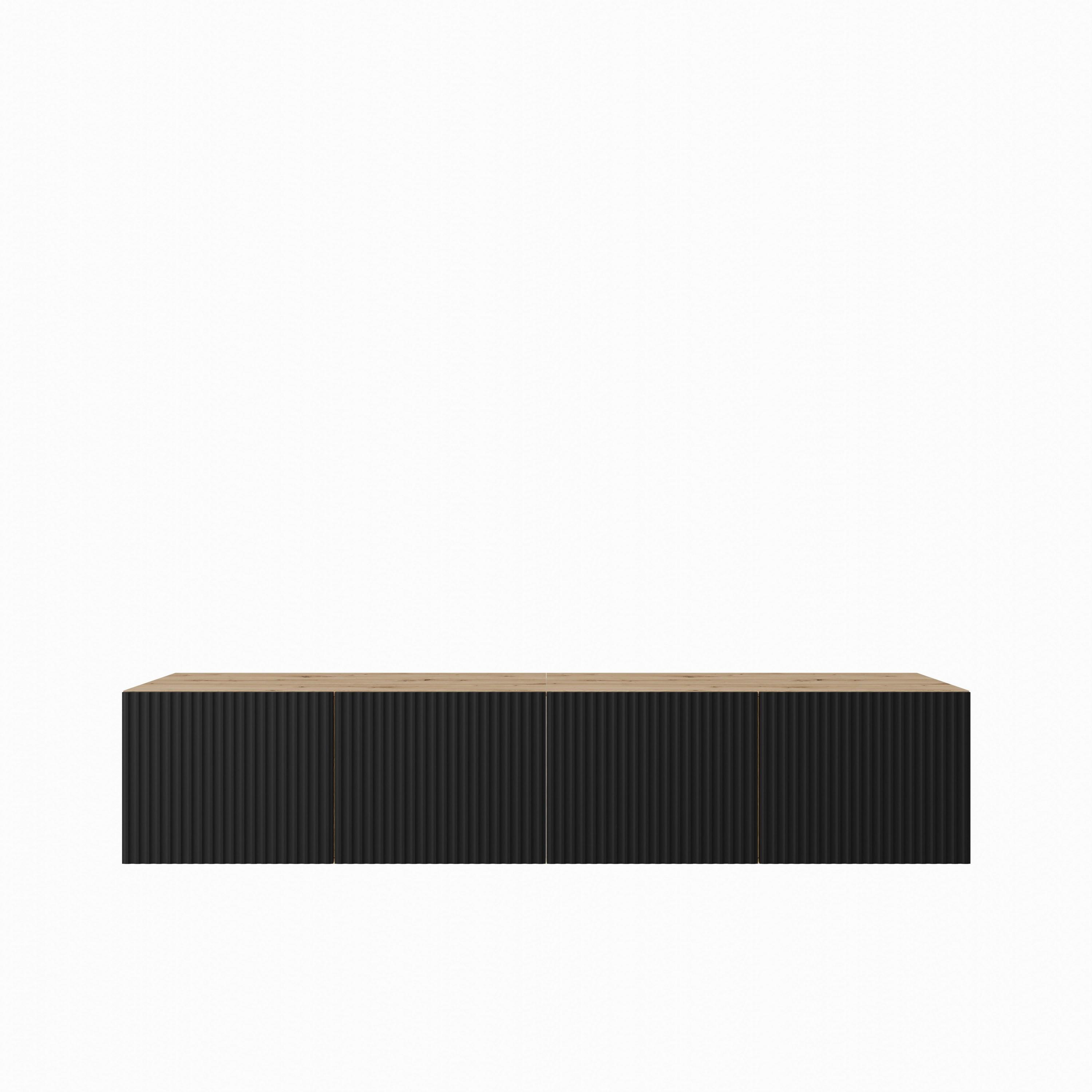 LOWBOARD VAREN 200/41/40 cm, Hängender TV-Schrank Eiche Artisan - Schwarz/Eiche Artisan, Holzwerkstoff (200/41/40cm) - MASSENO