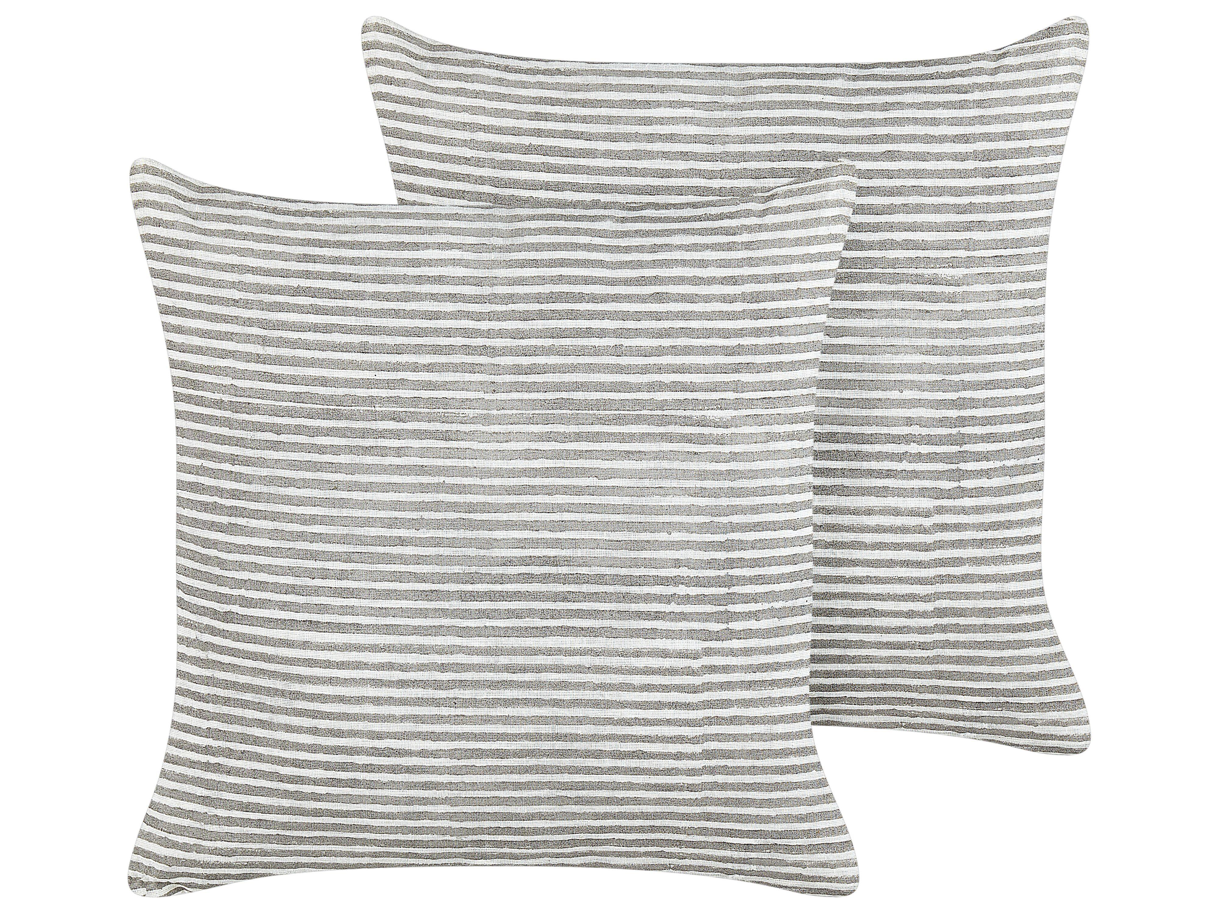 DEKOKISSEN 2er-Set Grau 50/50 cm Kanpas - Weiß/Grau, Textil (50/50cm) - Beliani