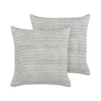 DEKOKISSEN 2er-Set Grau 50/50 cm Kanpas - Weiß/Grau, Textil (50/50cm) - Beliani