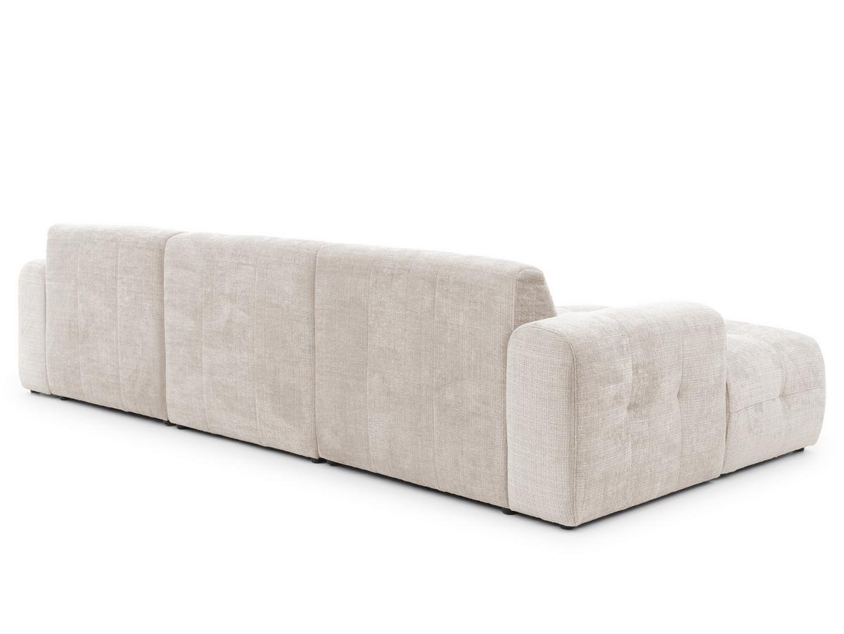 WOHNLANDSCHAFT Kozy im Bumpy-Design mit fester Rückenlehne aus weichem Beige Chenille-Stoff - Beige/Creme, Holz/Kunststoff (323/79/161cm) - S-Style Möbel