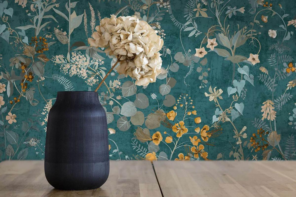 VLIESTAPETE Petrol 53/1005 cm - Petrol, Textil (53/1cm) - KUNSTLOFT