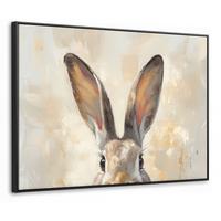LEINWAND Bilder mit Rahmen - Hase - Ohren - Braun - 80x60 - Beige, Textil (80/60cm) - MuchoWow