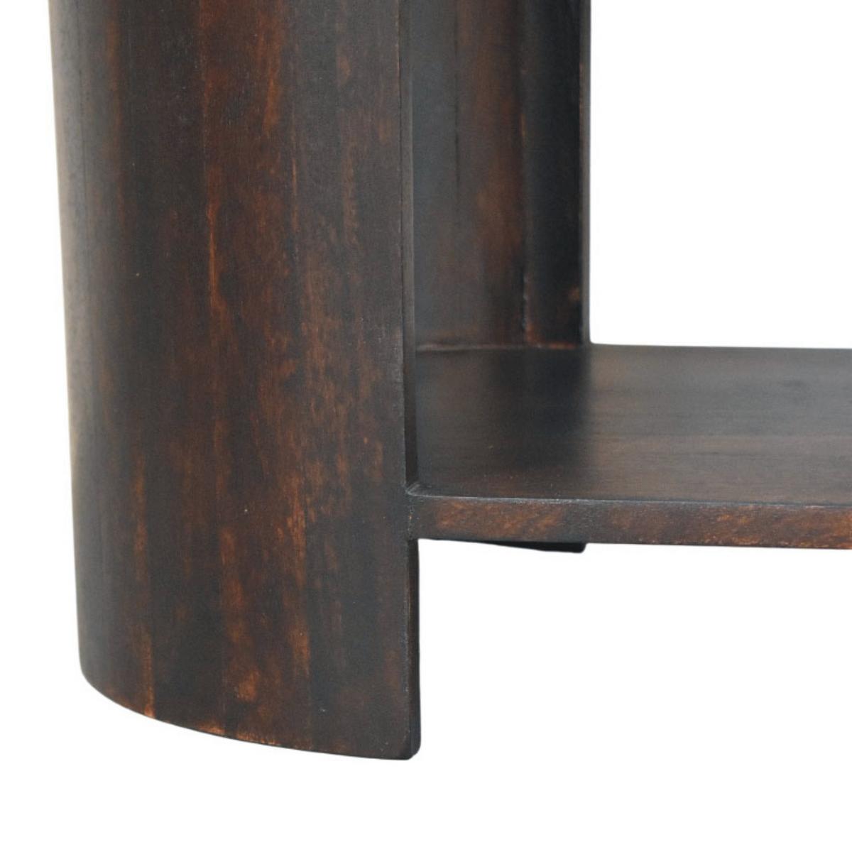 SITZBANK mit Samt-Mokka-Finish, 1 offene Ablage, Bezug aus echtem Leder, dunkelbraun - Dunkelbraun/Braun, Leder/Holz (90/44/35cm) - Artisan Furniture