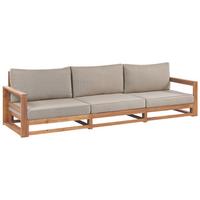 3-SITZER-GARTENSOFA Zertifiziertes Akazienholz hellbraun modular Auflagen taupe Timor II - Hellbraun/Beige, Holz (269/72/75cm) - Beliani