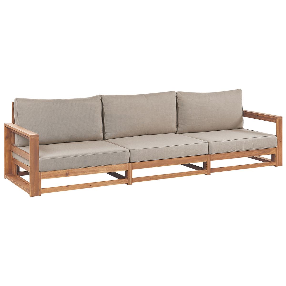 LOUNGE-SET 5-sitzer zertifiziertes hellbraun Auflagen taupe Timor II - Taupe, Holz - Beliani