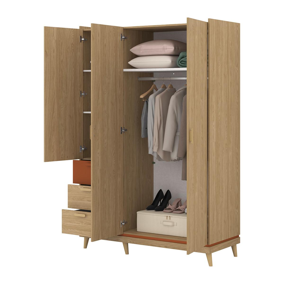 SCHRANK 3 Türen Sandy Holz - Braun, Holzwerkstoff (143.5/214.5/57.4cm) - Petits-meubles