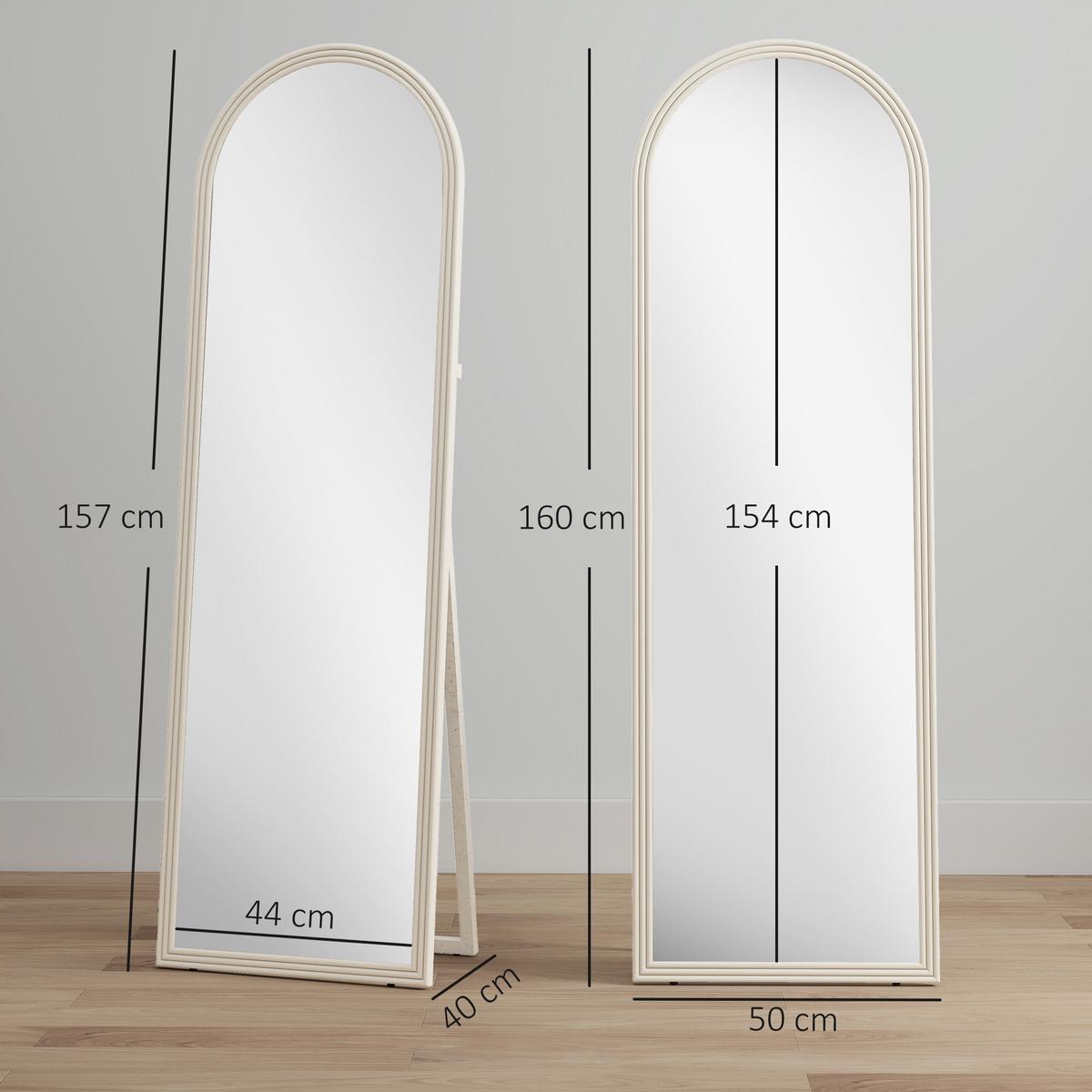 GANZKÖRPERSPIEGEL 160 x 50 cm Standspiegel mit Steinoptik Weiß - Weiß, Kunststoff (50/160/3.7cm) - HOMCOM