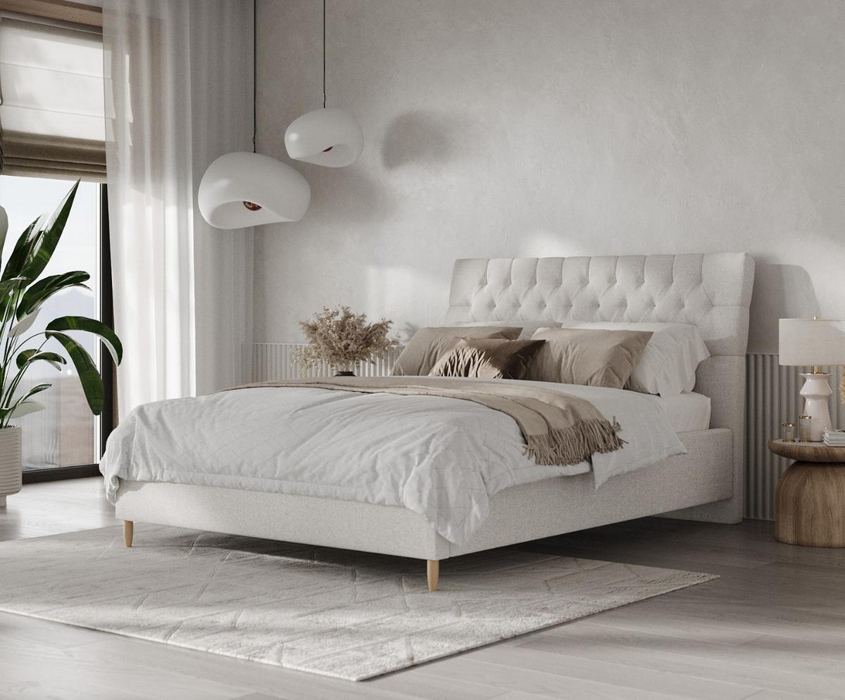 POLSTERBETT Lira 120/200 cm Hellbeige im Riva Stoff - Beige/Naturfarben, Holz/Holzwerkstoff (120/200cm) - AltaBeds