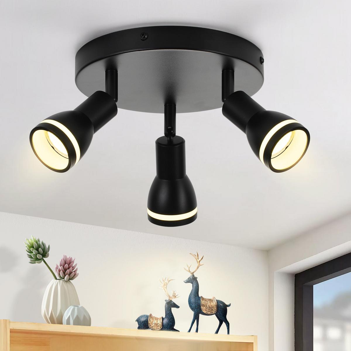 DECKENSTRAHLER Delmenhorst 3-flammig 20/20/15.7 cm - Schwarz, Metall (20/20/15.7cm) - Nettlife