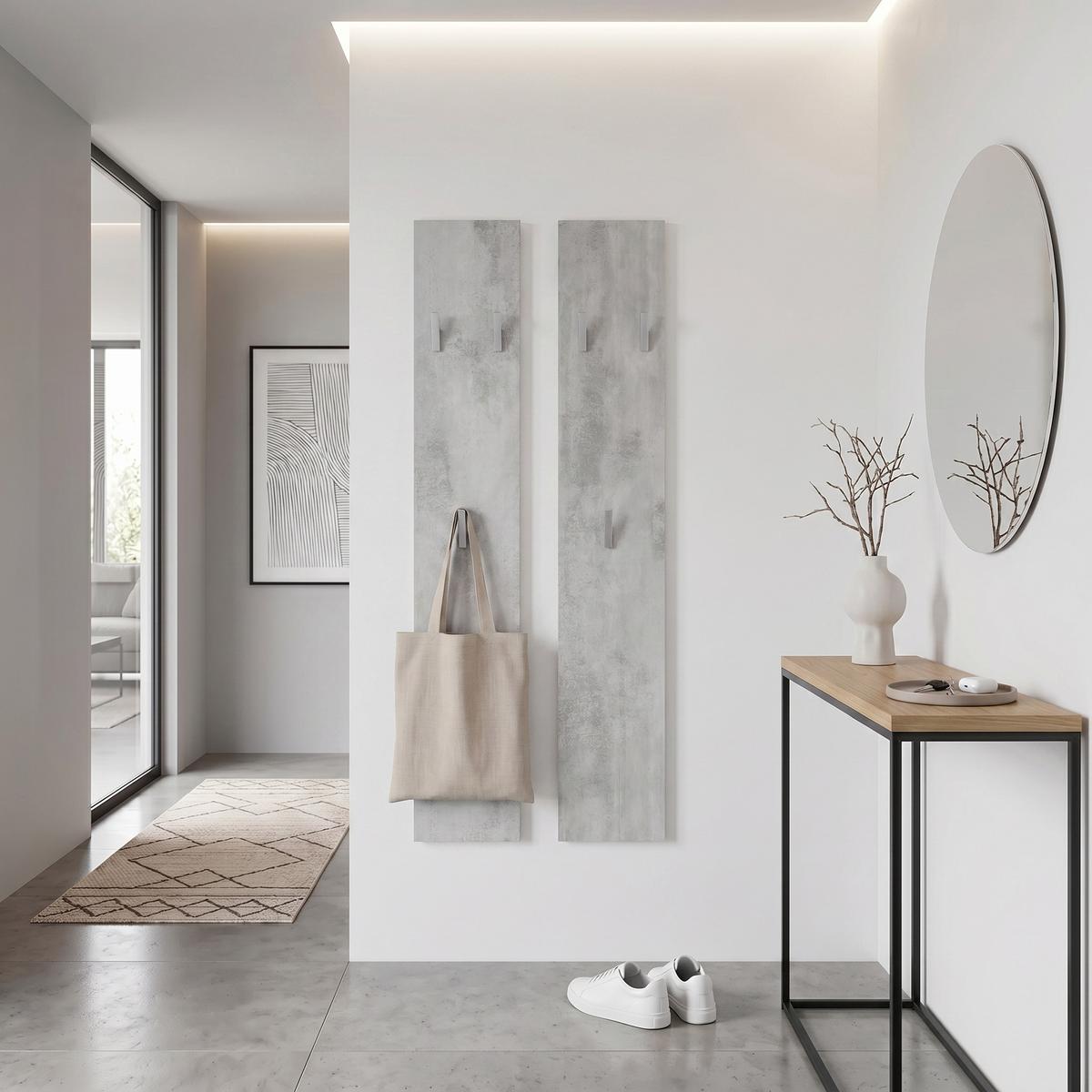 GARDEROBENPANEEL Wandpaneel Beton Oxid Optik - Hellgrau, Holzwerkstoff (24/140/2cm) - Vladon
