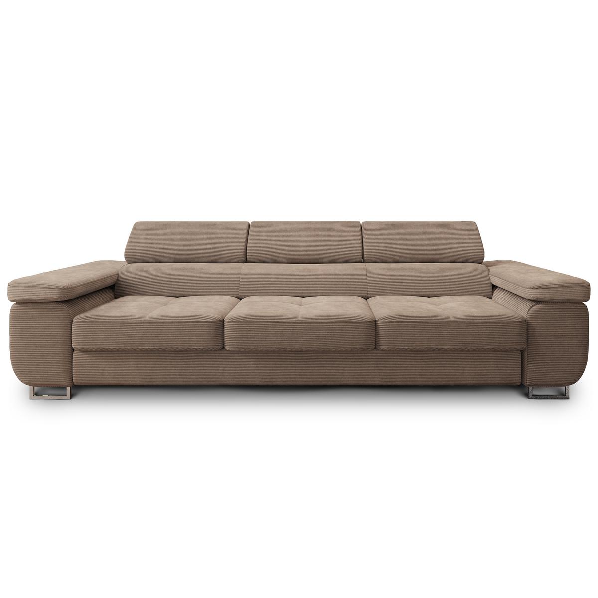 BETTSOFA MOSINE Beige Kordstoff mit Schlaffunktion - Beige, Textil (281/87/98cm) - MASSENO