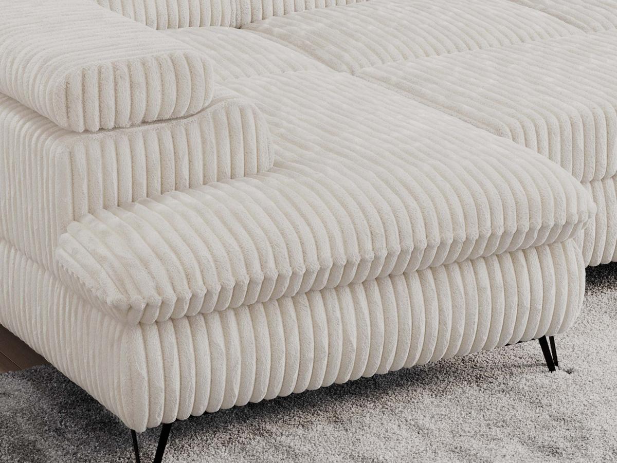 WOHNLANDSCHAFT PETER U Cord Creme - Creme/Schwarz, Textil/Metall (346/76/208cm) - MKS