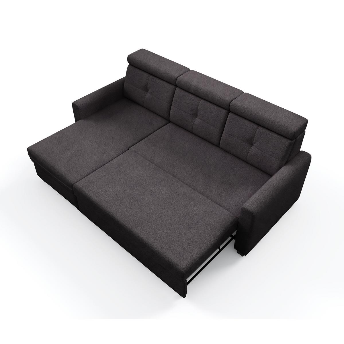 ECKSCHLAFSOFA Milano, Schwarz, links - Schwarz, Textil (217/166cm) - Beautysofa